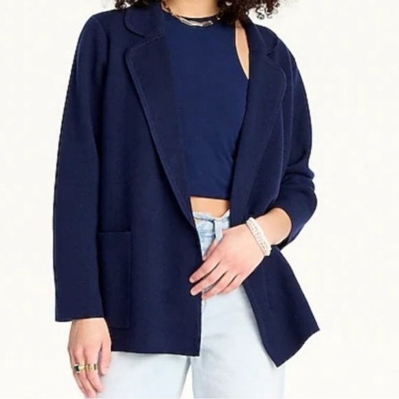 J. Crew Sophie open-front sweater-blazer Navy Sz Small - Picture 1 of 11